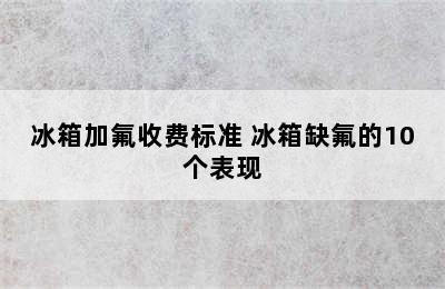 冰箱加氟收费标准 冰箱缺氟的10个表现